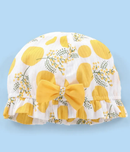 100% Cotton Dobby Sleeveless Frock with Cape Floral Print- White Size- 2-3 years