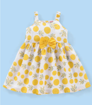 100% Cotton Dobby Sleeveless Frock with Cape Floral Print- White Size- 2-3 years