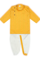 Boys cotton Kurta with Dhoti- Golden Thread Work