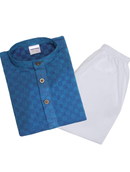 Baby Boy Traditional Ethnic Wear Handloom Cotton Solid Pattern Kurta with White Pyjama Set