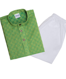 Baby Boy Traditional Ethnic Wear Handloom Cotton Solid Pattern Kurta with White Pyjama Set