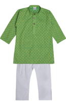 Baby Boy Traditional Ethnic Wear Handloom Cotton Solid Pattern Kurta with White Pyjama Set